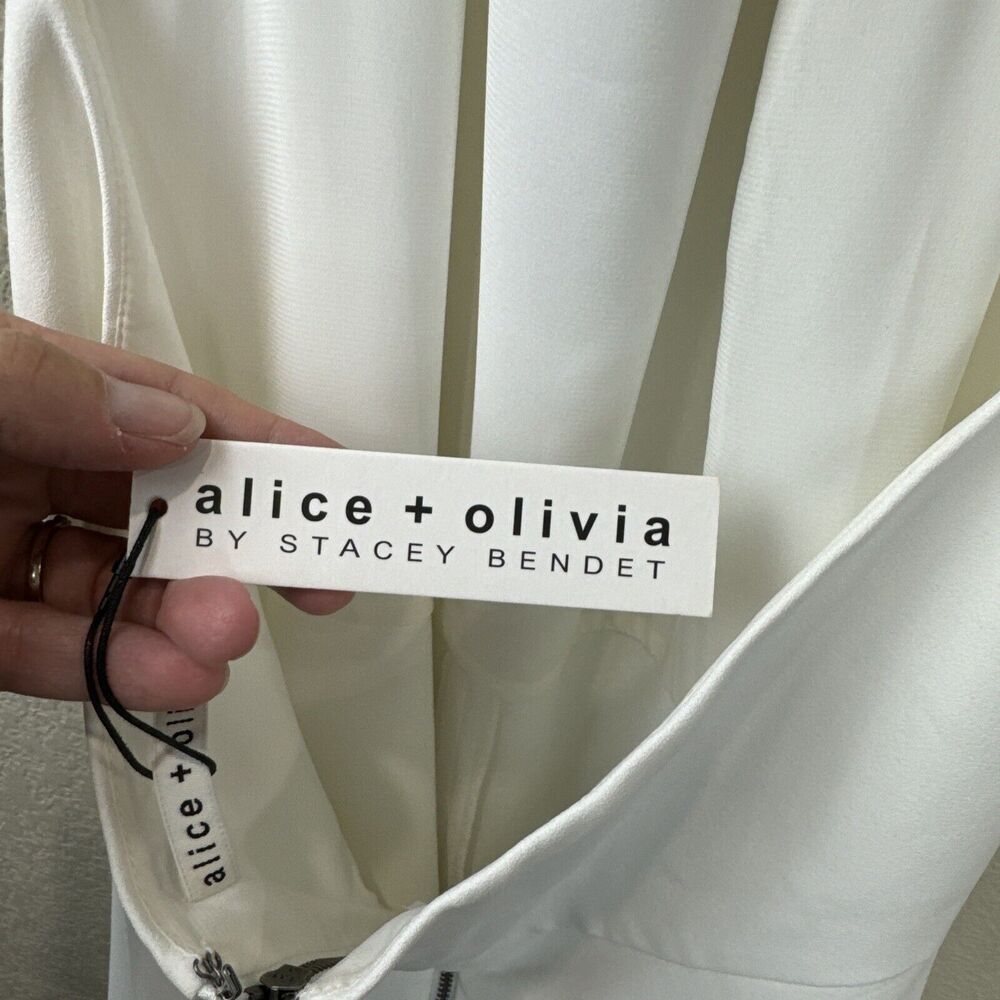 Alice Olivia Dress Women 10 White Halter Layered Wedding Party‎ Cocktail - Picture 8 of 16